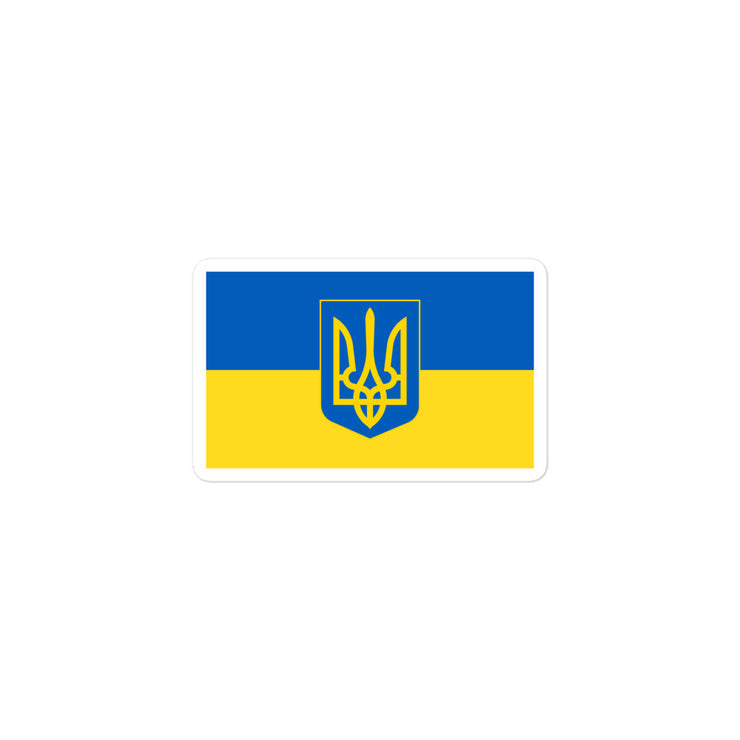 Blue + Yellow Tryzub on Ukrainian Flag - Sticker