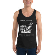 NAFO x HIMARS - Peace Through Superior Firepower - Adult Tank Top (white outline)