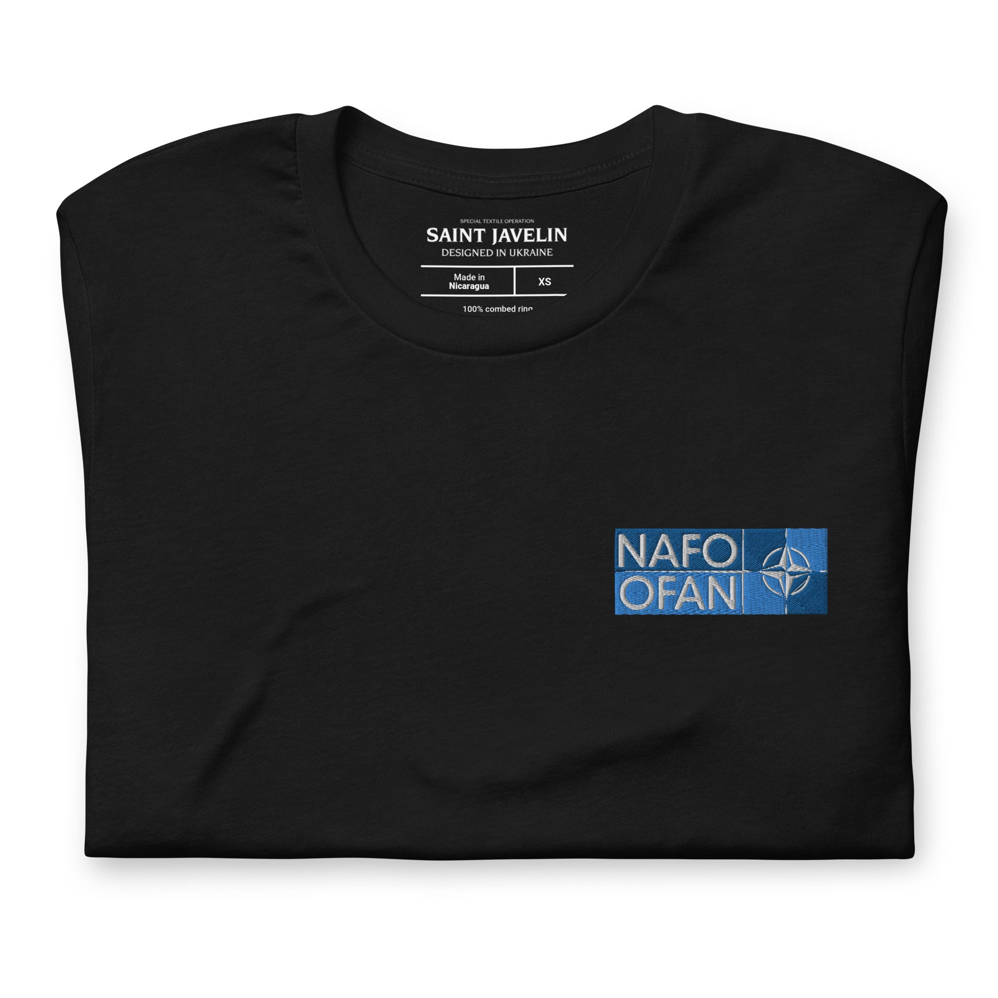 NAFO Insignia - Embroidered Logo Adult TShirt - Saint Javelin