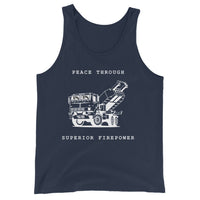 NAFO x HIMARS - Peace Through Superior Firepower - Adult Tank Top (white outline) - Saint Javelin