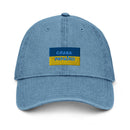Slava Ukraini on Ukrainian Flag - Denim Dad Hat - Saint Javelin