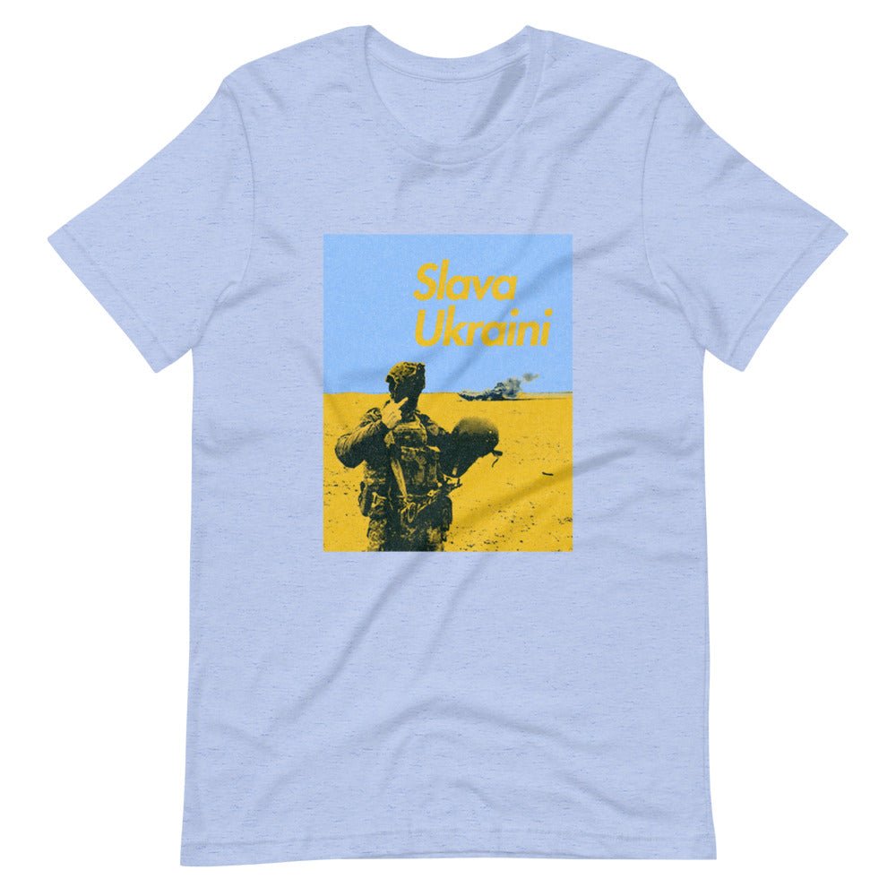 Slava Ukraini Soldier on Battlefield - Adult TShirt - Saint Javelin