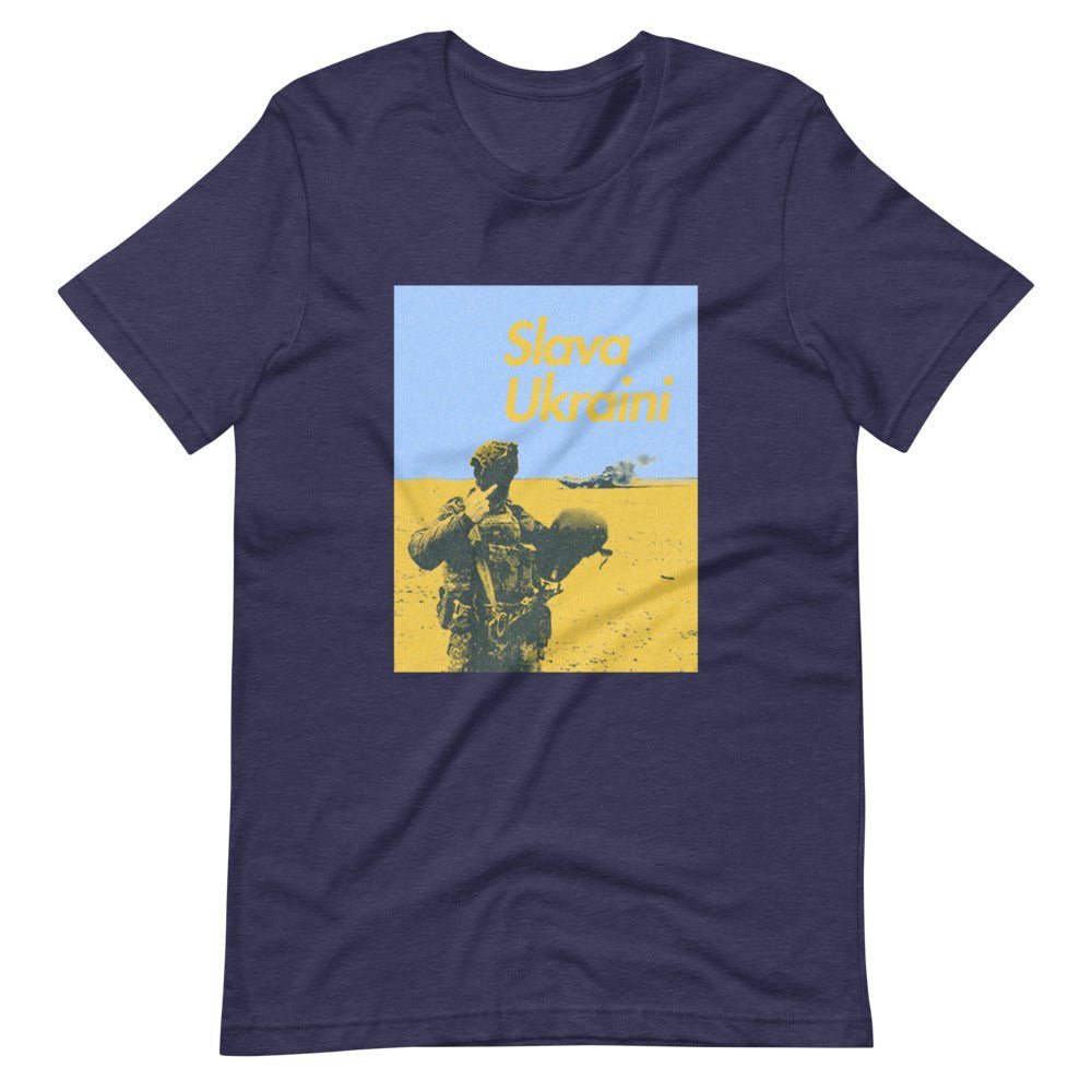 Slava Ukraini Soldier on Battlefield - Adult TShirt - Saint Javelin