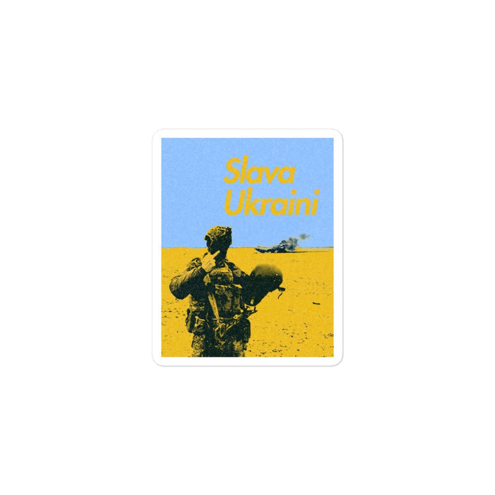 Slava Ukraini Soldier on Battlefield - Sticker - Saint Javelin