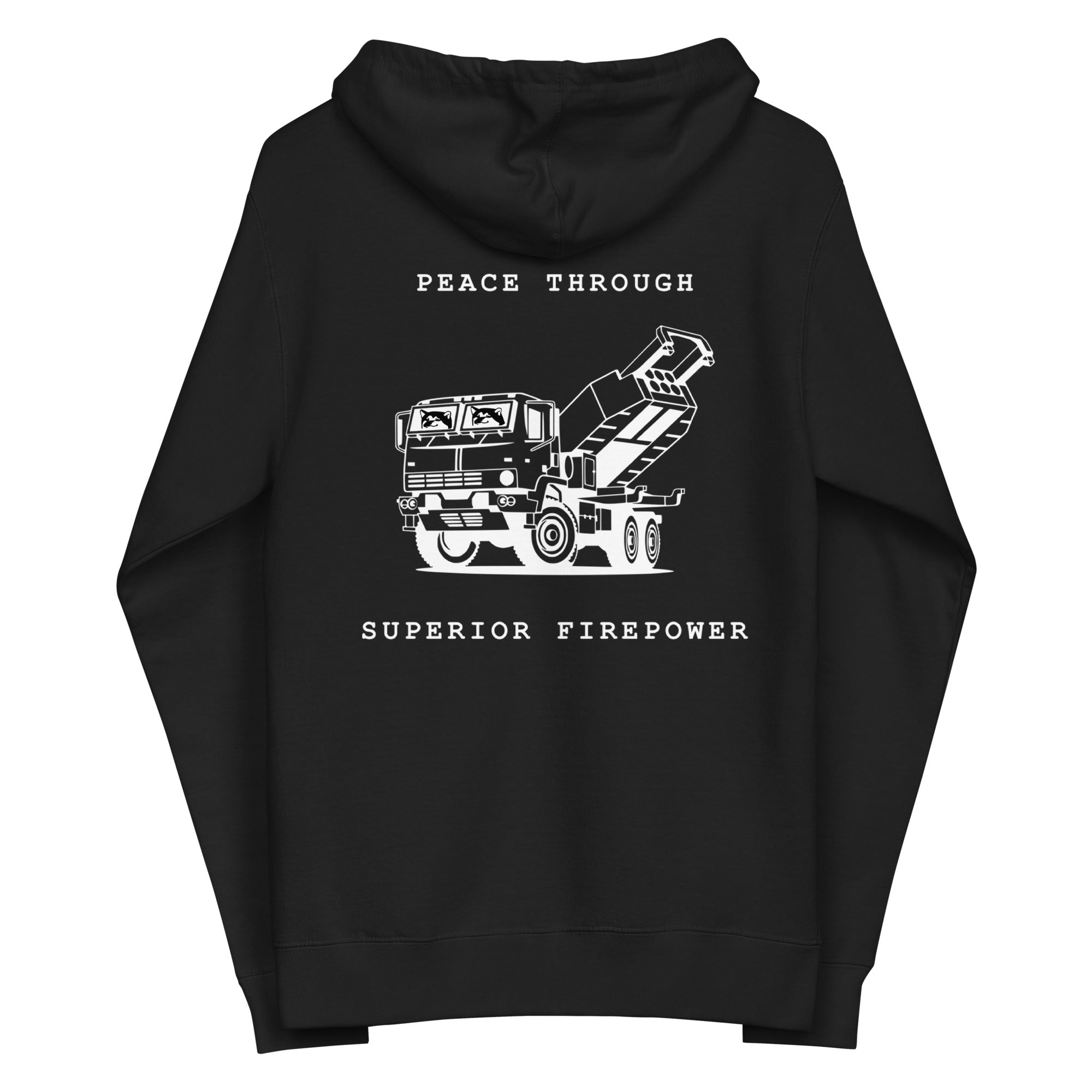 Tryzub x HIMARS - Peace Through Superior Firepower - Adult Zip Up Hoodie - Saint Javelin