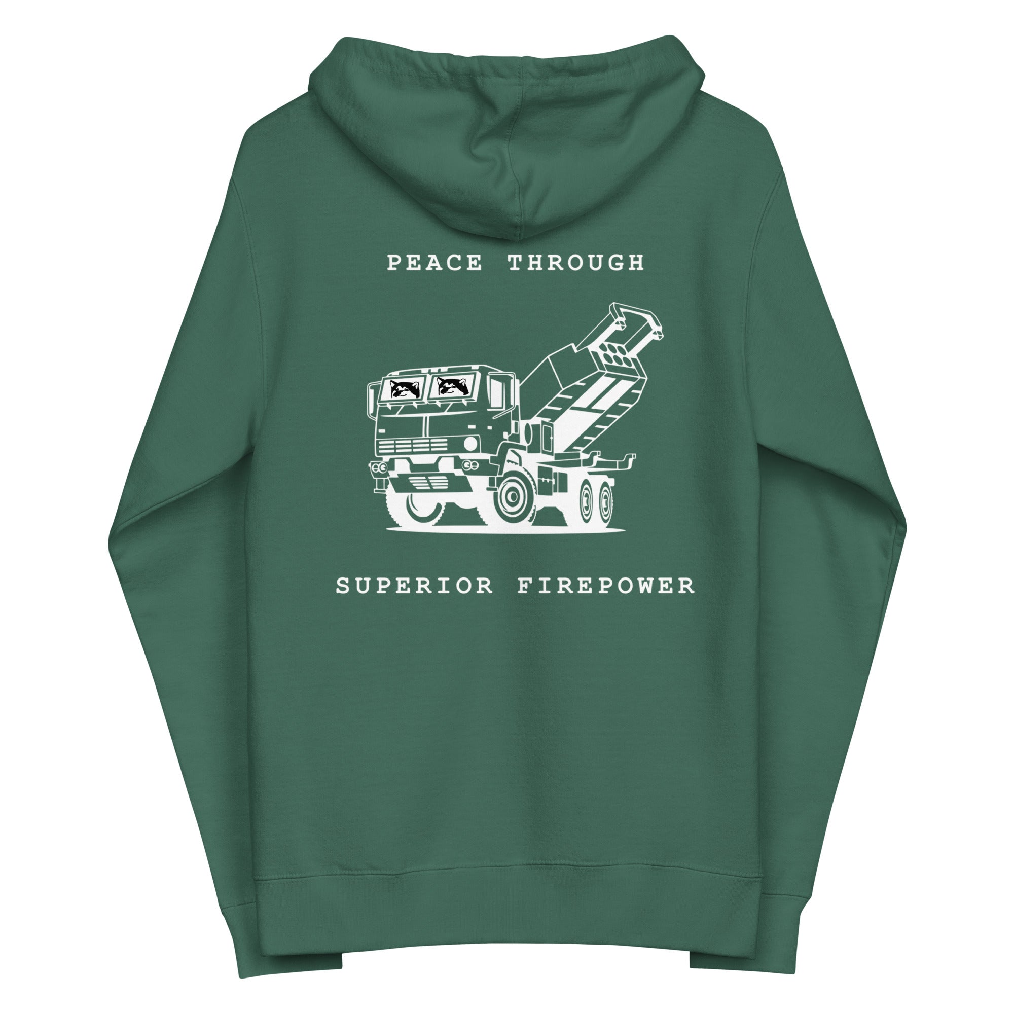 Tryzub x HIMARS - Peace Through Superior Firepower - Adult Zip Up Hoodie - Saint Javelin