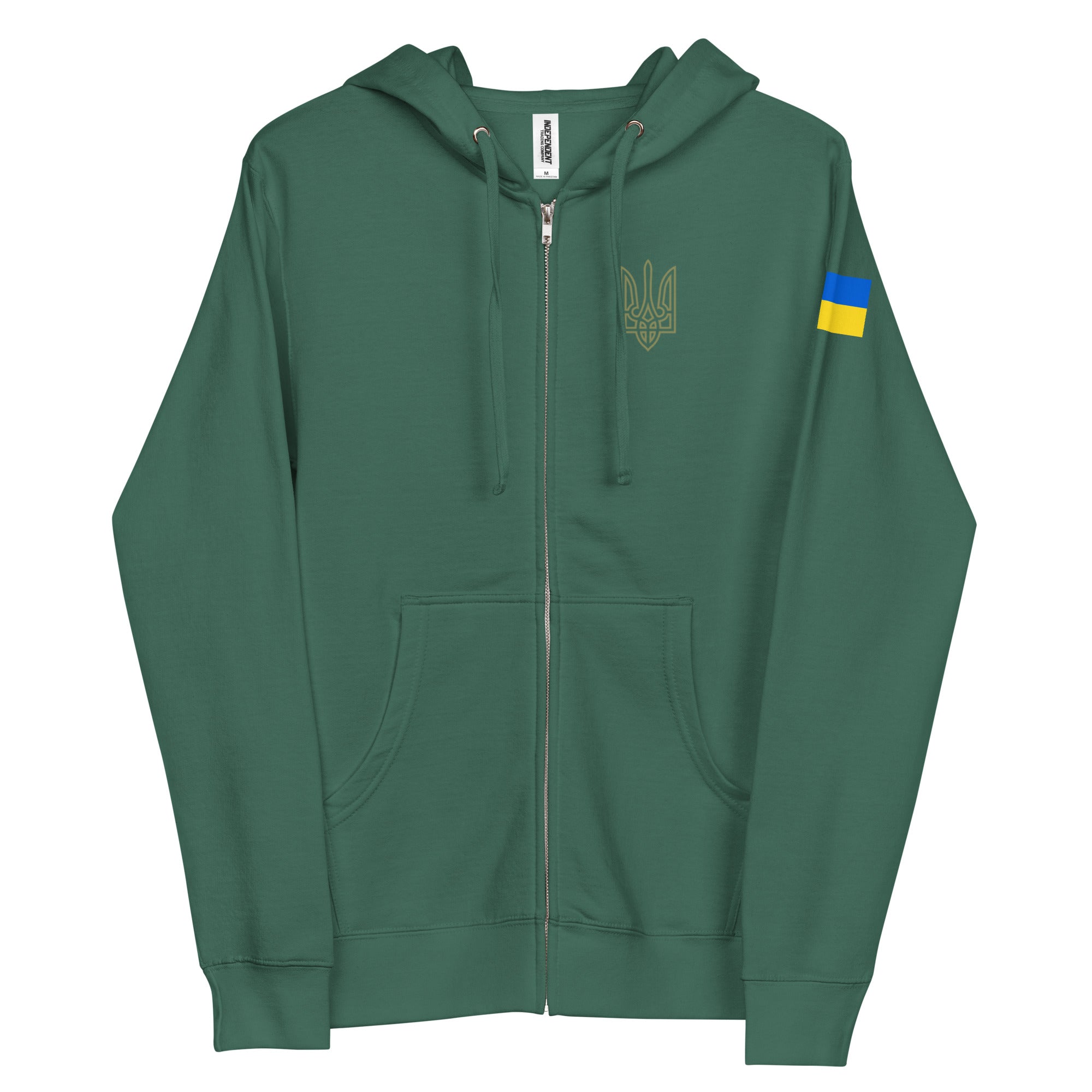 Tryzub x Ukrainian Flag - Adult Zip Up Hoodie - Saint Javelin
