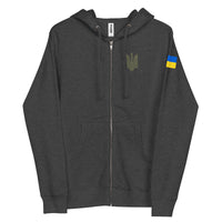 Tryzub x Ukrainian Flag - Adult Zip Up Hoodie - Saint Javelin