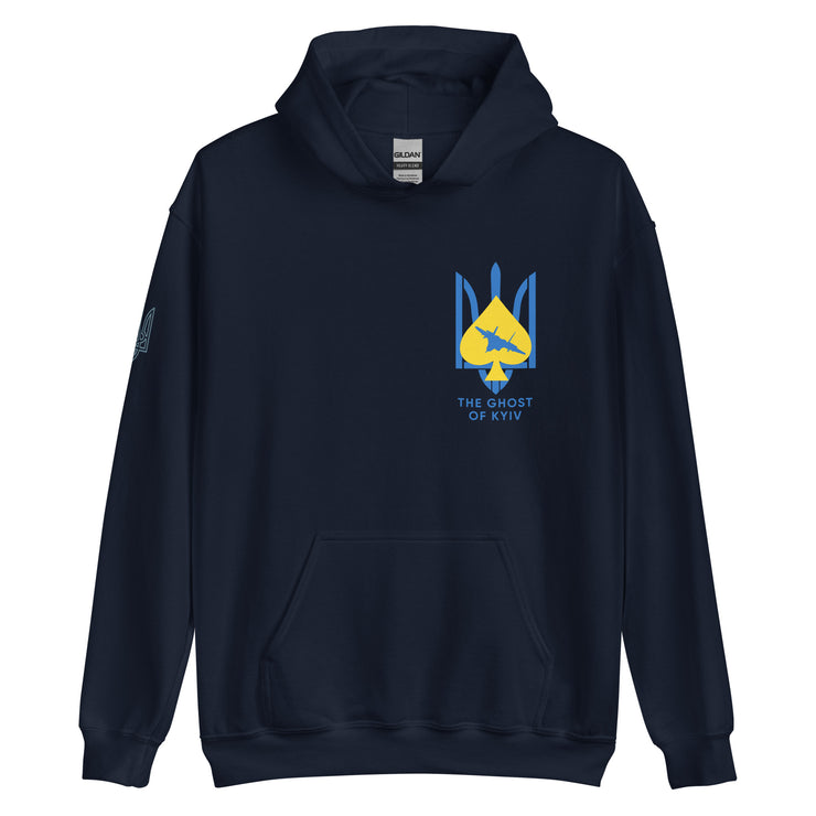 Ghost of Kyiv - Tryzub on Right Sleeve - Adult Hoodie