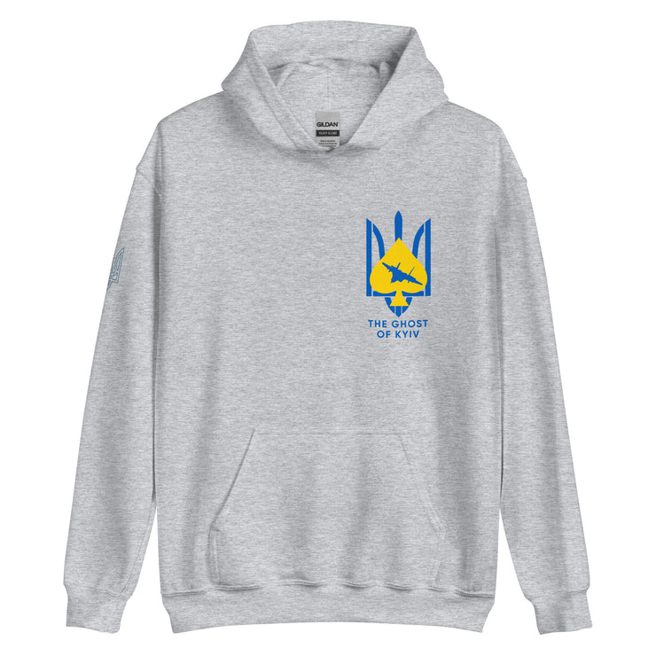Ghost of Kyiv - Tryzub on Right Sleeve - Adult Hoodie