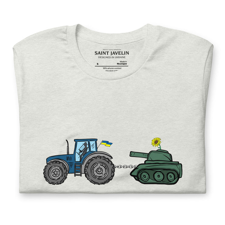 A Ukrainian Farmer Finds a Russian Tank x Slava Ukraini - Adult TShirt