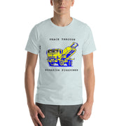 NAFO x HIMARS - Peace Through Superior Firepower - Adult TShirt (blue and yellow)