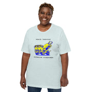 NAFO x HIMARS - Peace Through Superior Firepower - Adult TShirt (blue and yellow)