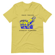 NAFO x HIMARS - Peace Through Superior Firepower - Adult TShirt (blue and yellow)