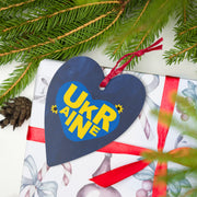 I Love Ukraine - Wooden Christmas Ornament