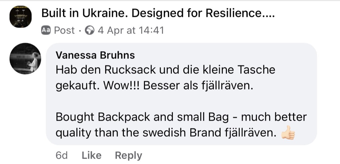 Facebook comment: better than fjällräven
