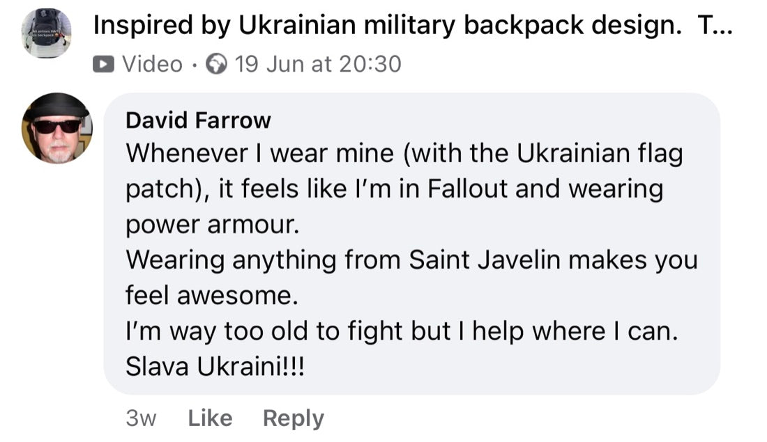 Facebook comment: wearing anything from Saint Javelin makes you feel awesome