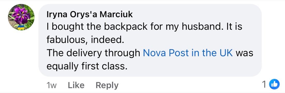 Facebook comment: delivery was first class