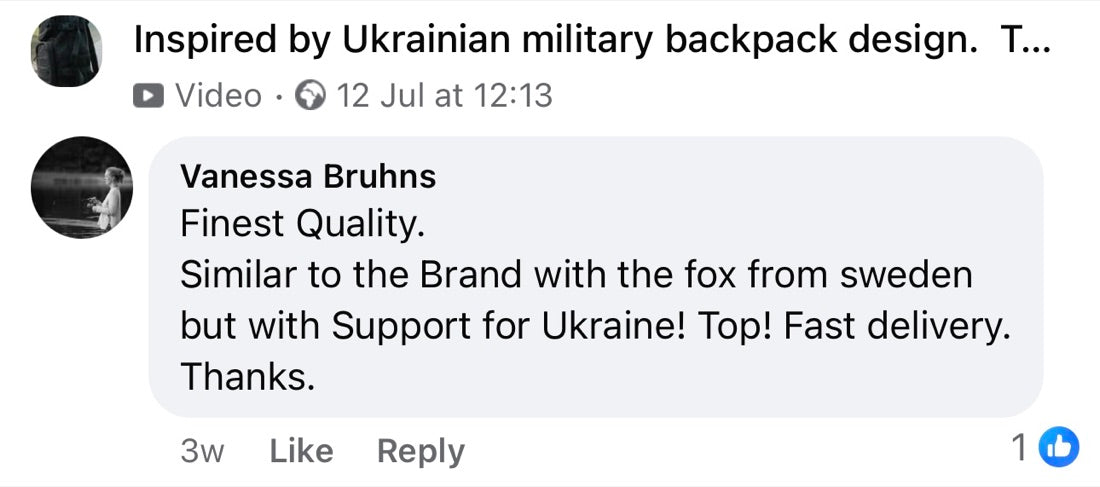 Facebook comment: finest quality, fast delivery