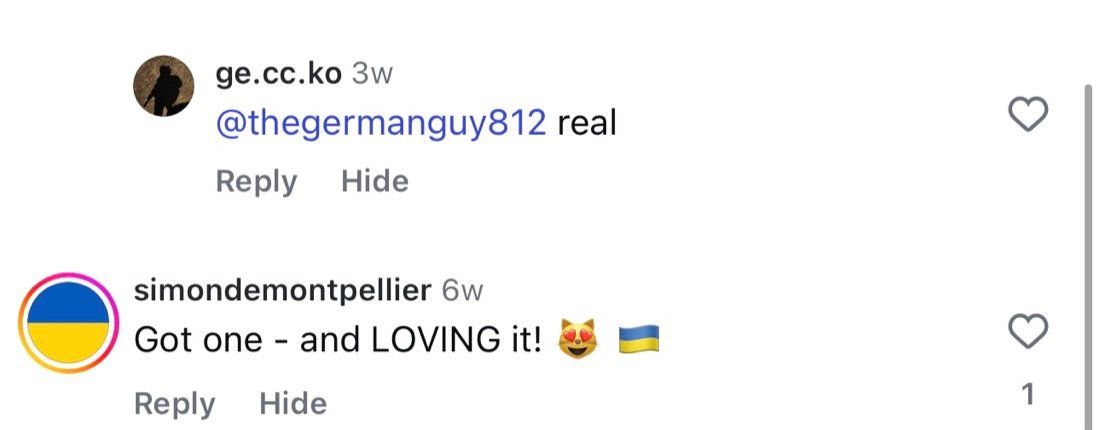 Instagram comments: got one and loving it